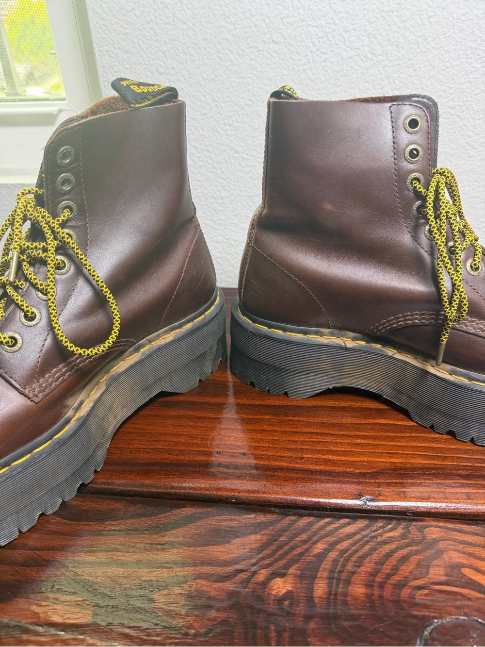 Dr. Martens Brown Burgundy 1460 Pascal Max with Yellow Laces Size W9 - Picture 9 of 13